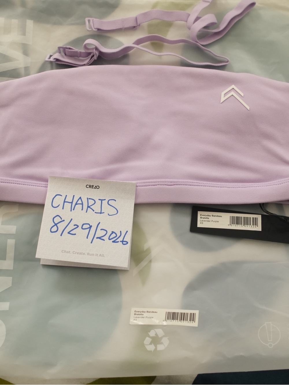 ONER Active Lavender Purple Bandeau Bralette NWT XS